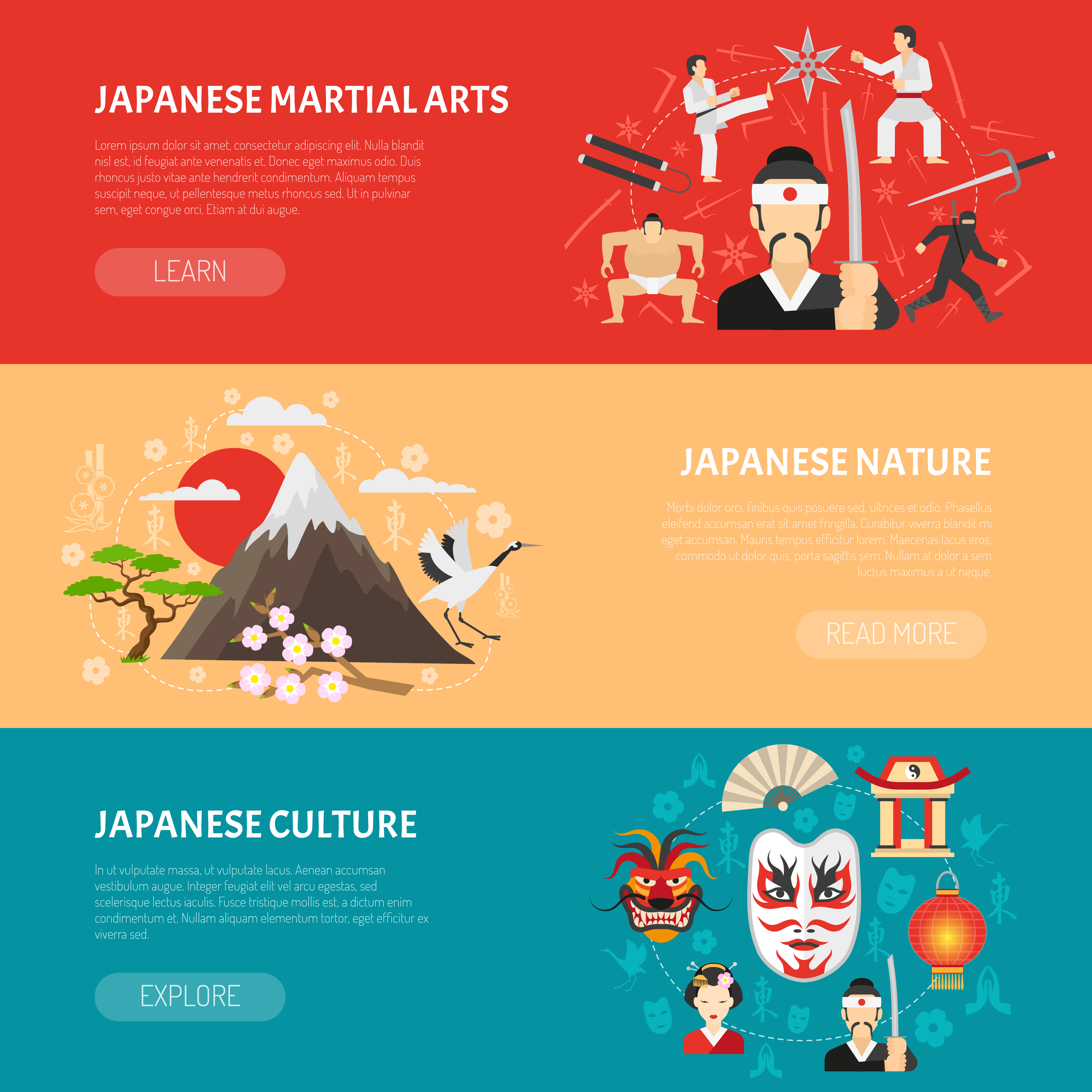 Japan Banners Set 472477 Vector Art at Vecteezy