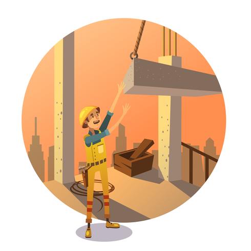 Retro construction cartoon vector