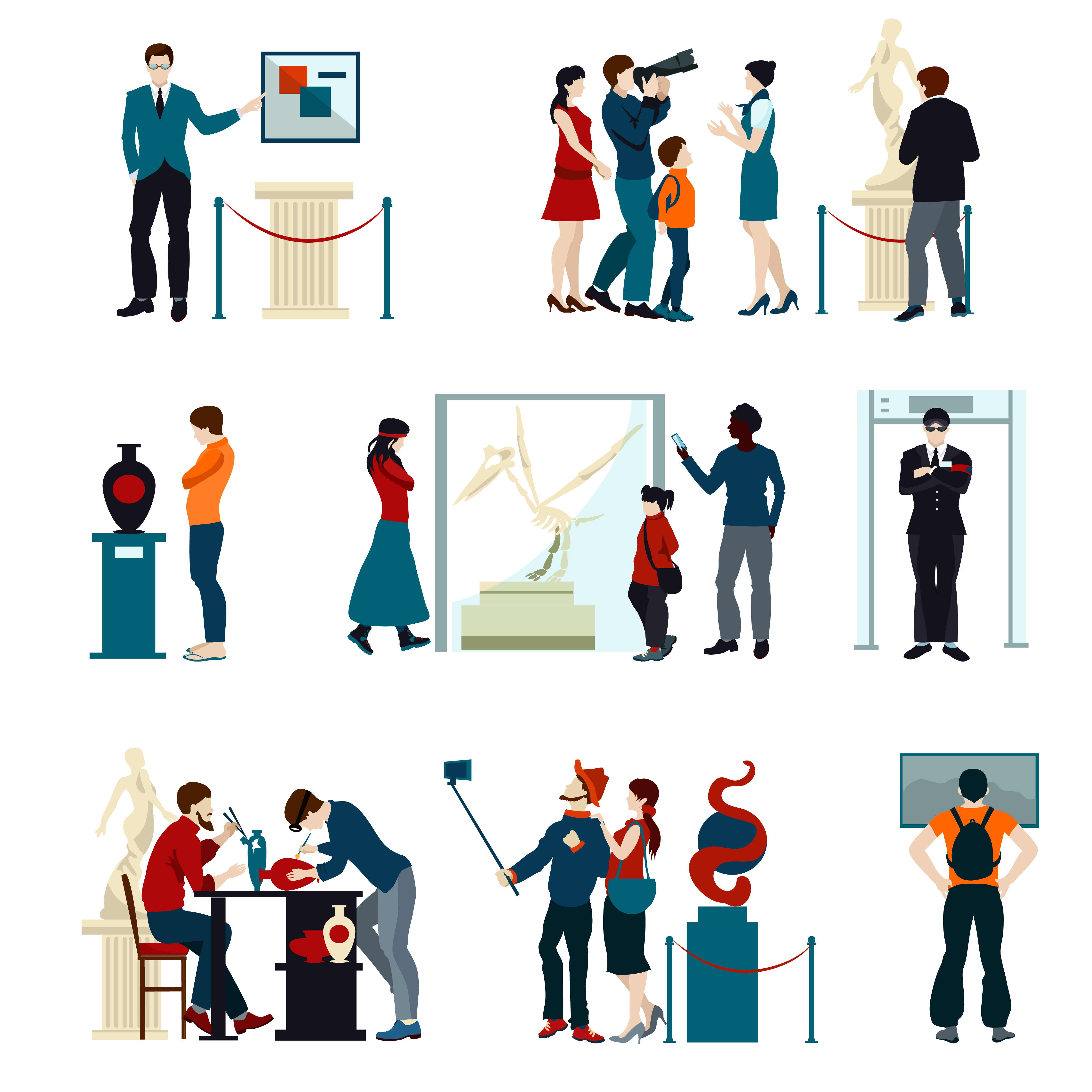 Color Icons Set Of People Visiting Exhibition 472526 