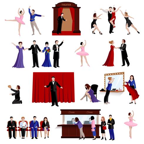 Images Set Of Theater People vector