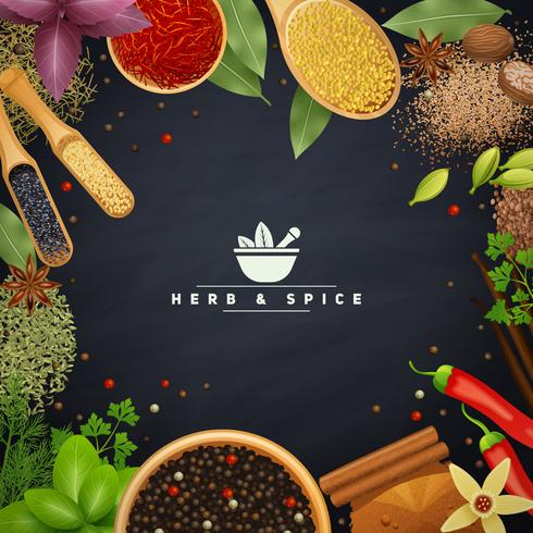 Frame With Herbs and Spices vector