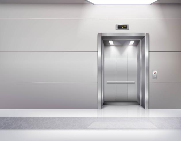 Interior de la sala de ascensor vacía realista vector