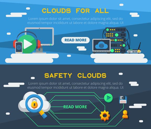 Two Cloud Service Horizontal Banners  vector