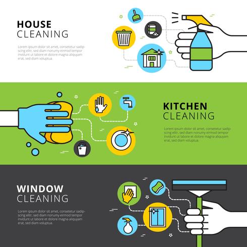 House Kitchen And Window Cleaning Banners vector