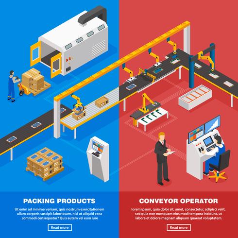 Conveyor Line Banners Set vector