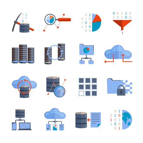 Iconos de procesamiento de datos vector