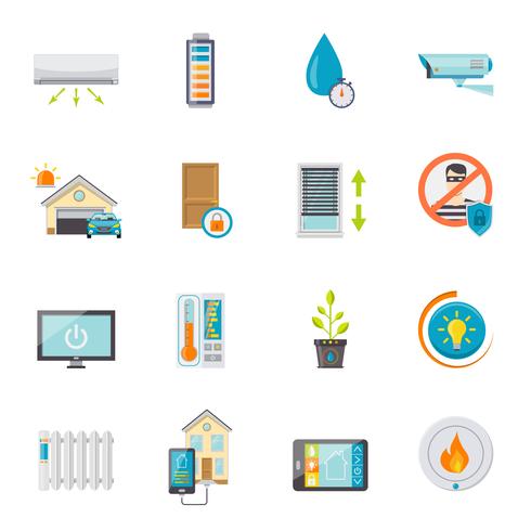 Smart House Flat Icons Set vector