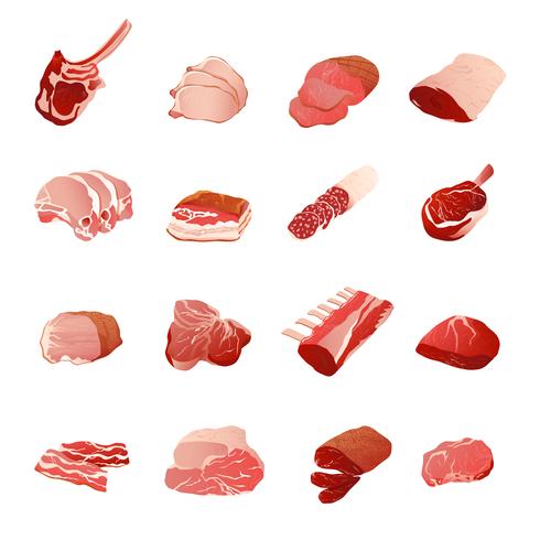 Conjunto de iconos de productos de carne vector