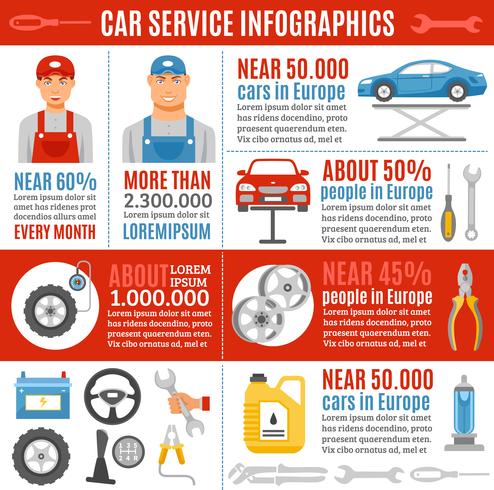 Servicio de reparación de automóviles plana infografía Banner vector