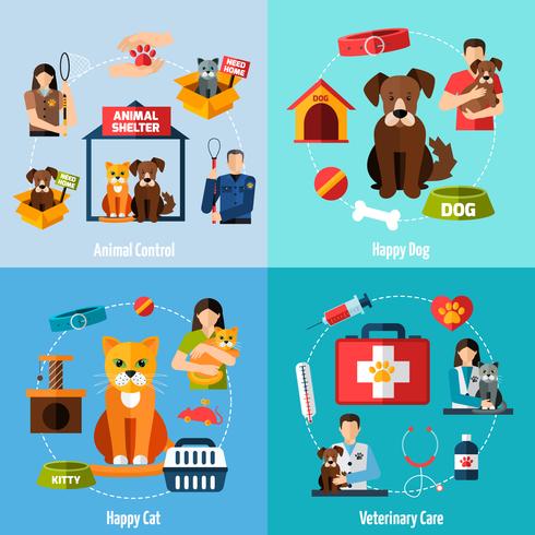 Animal shelter set vector