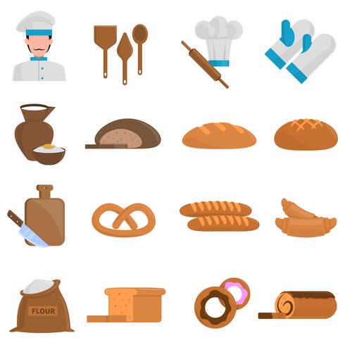 Conjunto de iconos de panadería vector