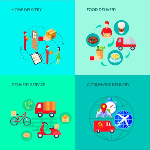 Delivery Variants Flat Set vector