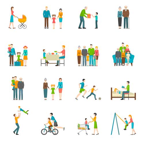 Happy Family Flat Icons vector