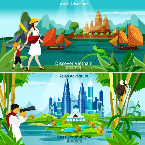 Vietnam y Malasia Travel Composiciones vector