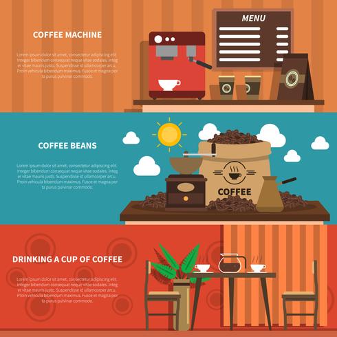 Coffee Bar 2 Flat Horizontal Banners  vector