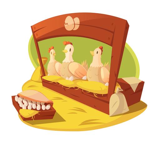 Hen And Eggs Cartoon Concept  vector