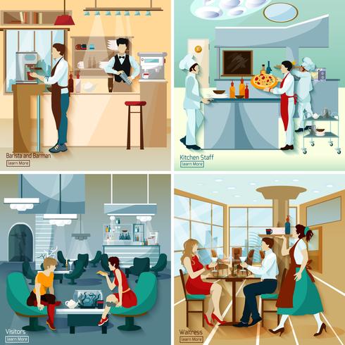 Restaurant People 2x2 Design Concept vector