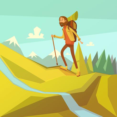 Hiking And Mountaineering Illustration  vector