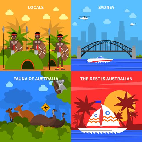 Conjunto de iconos de concepto de Australia vector