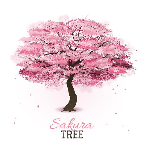 Árbol de sakura realista vector