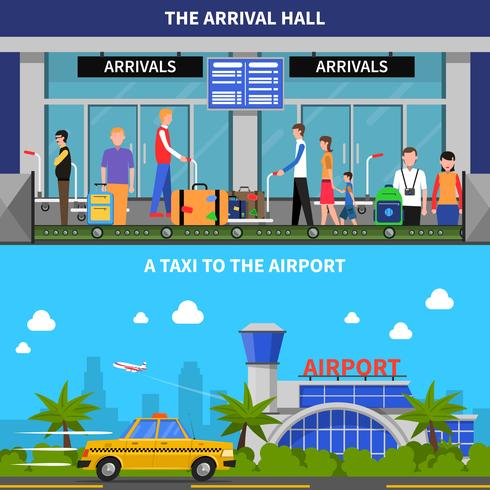 Traveling By Plane Banners Set vector