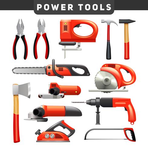 Power Tools Red Black Pictograms Collection  vector