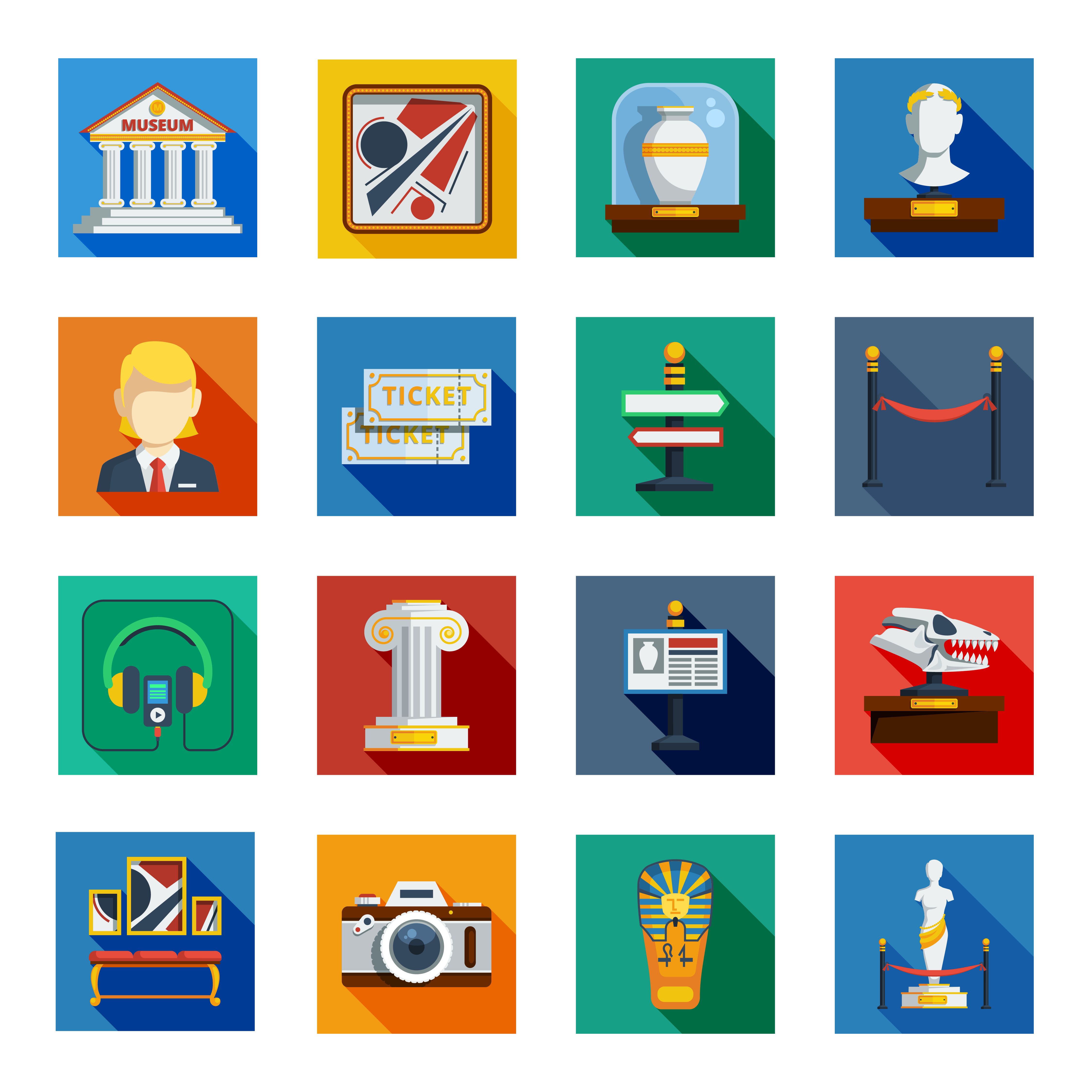 Museum Flat Squared Icon Set 472830 Vector Art at Vecteezy