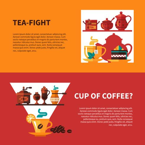 Coffe and Tea 2 Banners Design vector