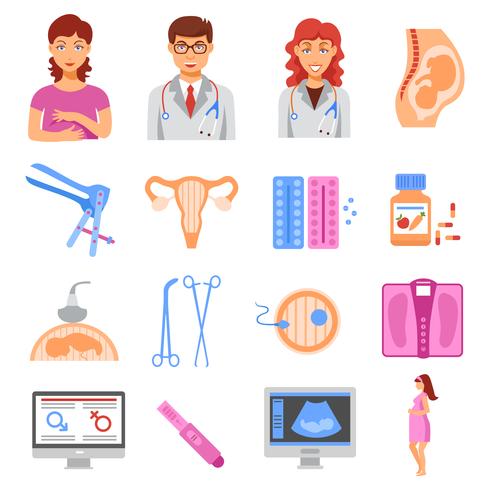 Conjunto de iconos de obstetricia vector
