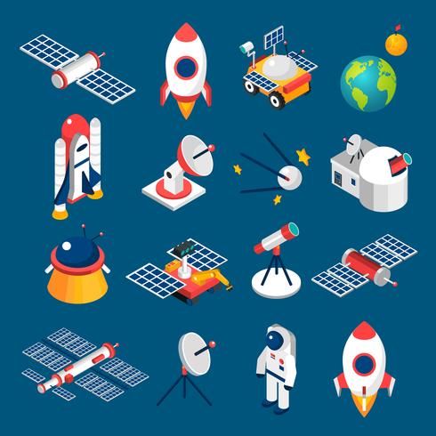 Space Isometric Icons vector