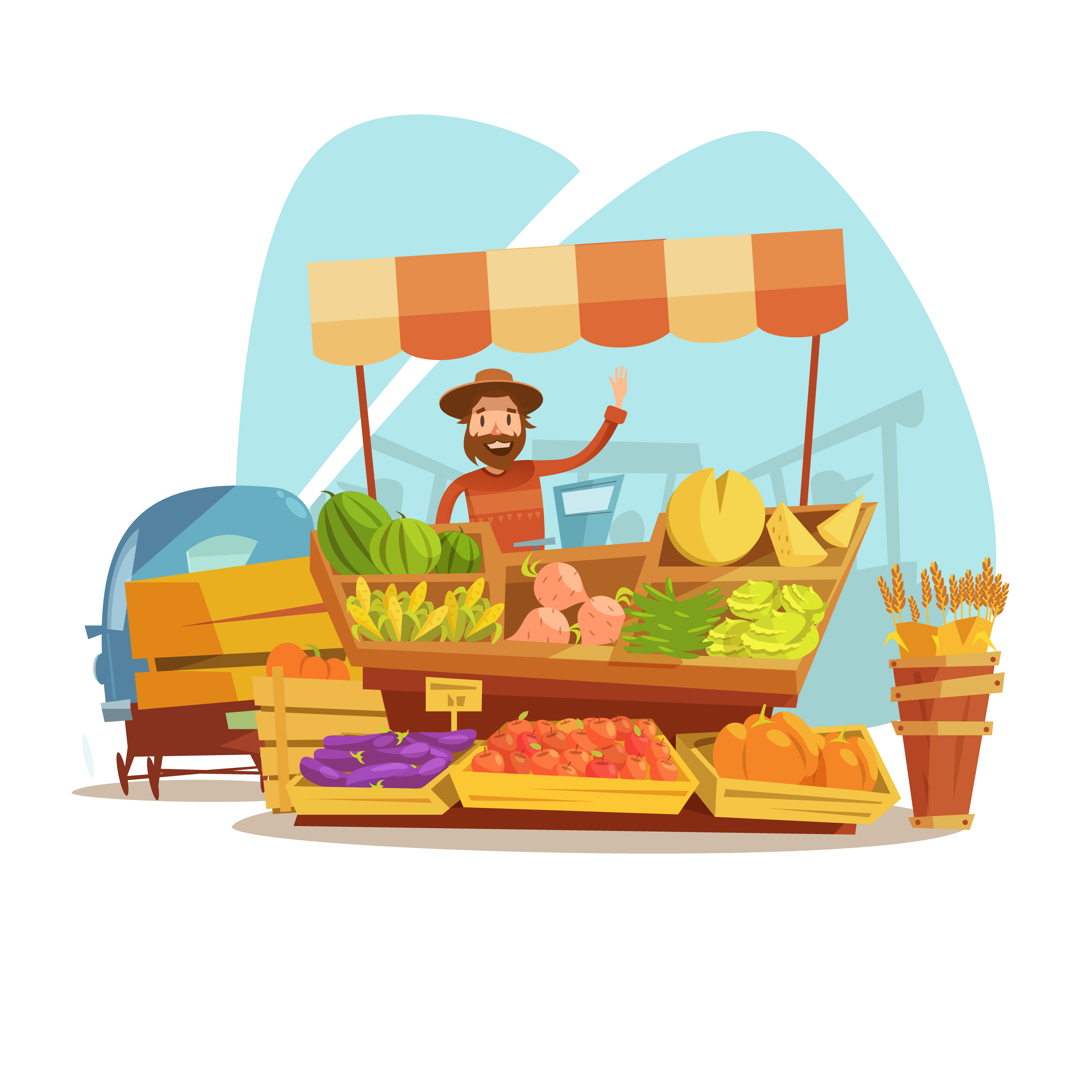 Market Cartoon Concept - Download Free Vectors, Clipart Graphics