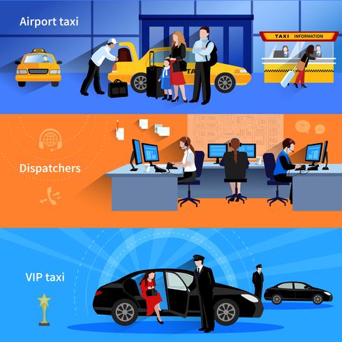 Banners horizontales de taxi vector