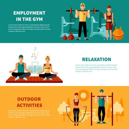 Fitness Horizontal Banners Set vector