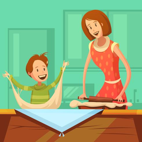  Family Cooking Illustration  vector
