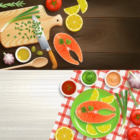 Flat Lay Cooking 2 Banners Set  vector