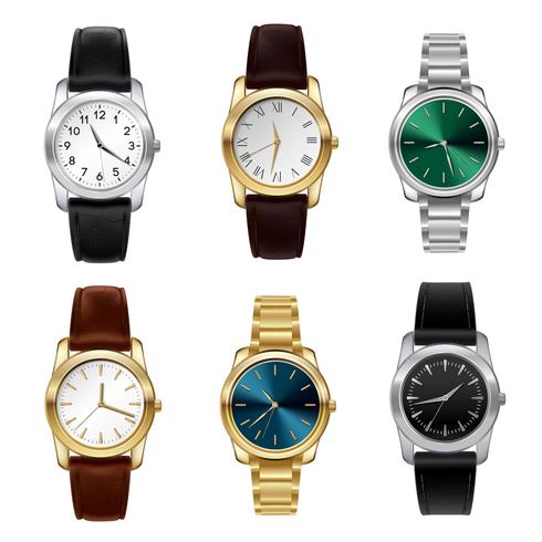 Realistic watches set vector