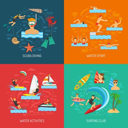Water Sport 2x2 Design Concept vector