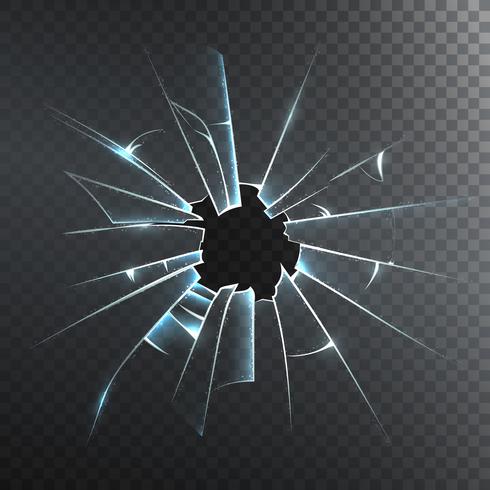 Broken Frosted Glass Realistic Icon  vector