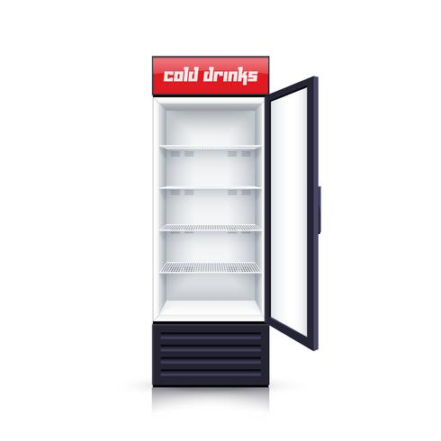 Refrigerador vacío abierto ilustración realista vector