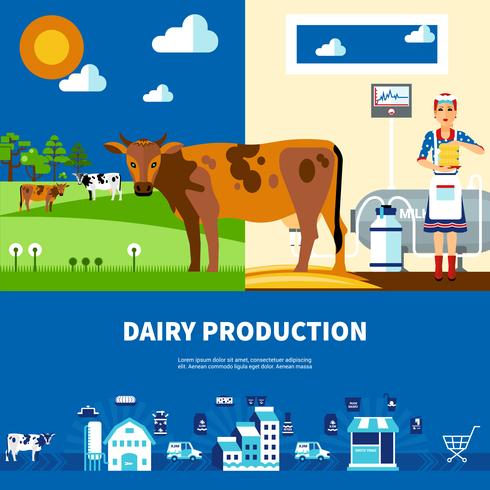 Dairy Production Set vector