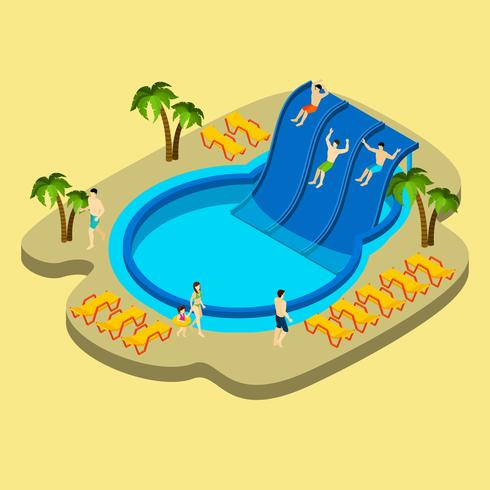 Parque acuático y natación ilustración vector