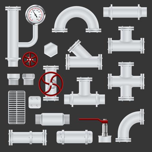 Realistic pipeline elements vector