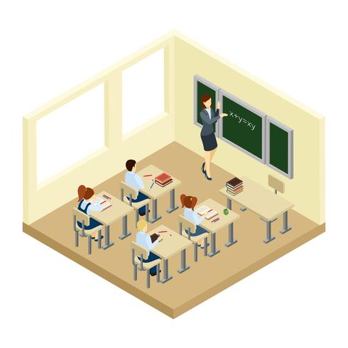 School Isometric Illustration vector