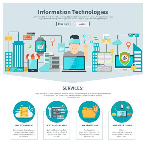 Information Technologies One Page Website vector