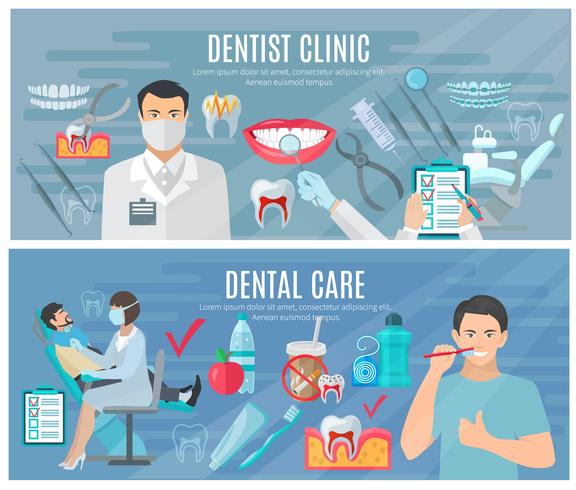 Conjunto de Banners de dentista vector