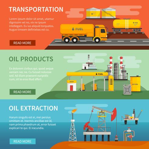 Conjunto de Banners de la industria petrolera vector