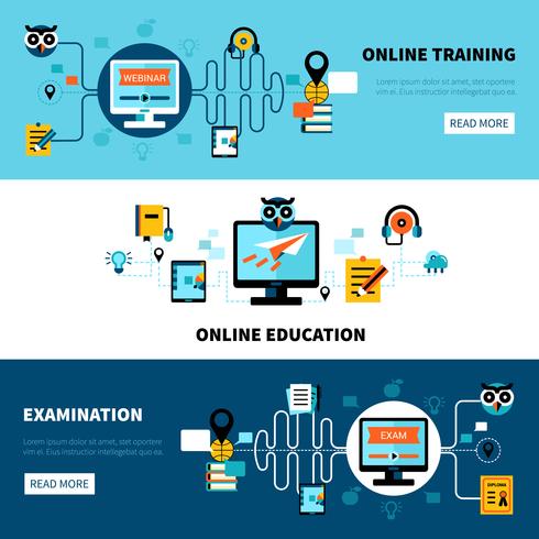Flat Online Education Banners Collection vector