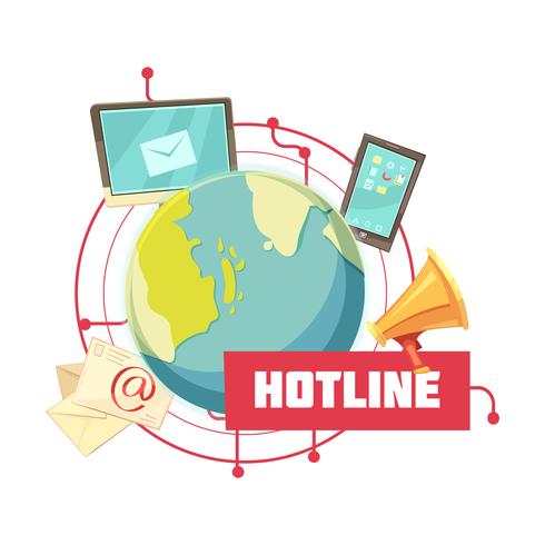 Hotline Retro Cartoon Design vector