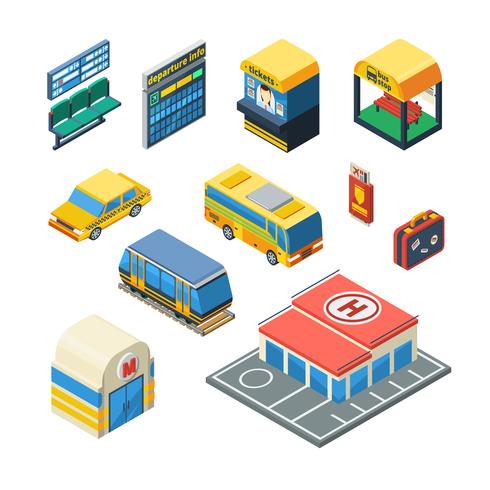 Passenger Transportation Isometric Icons vector