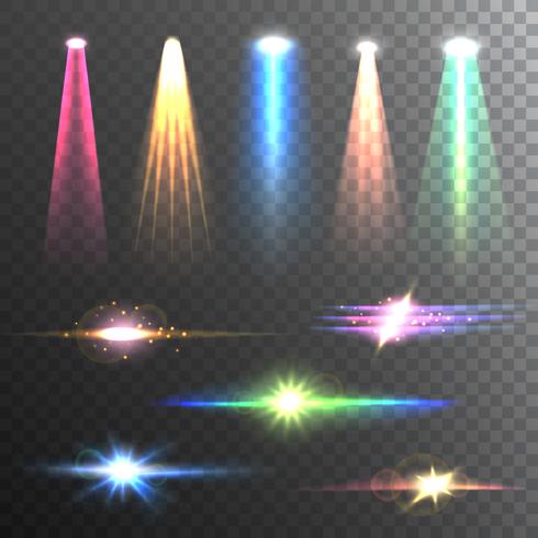 Light Beams Color on Black composition  vector